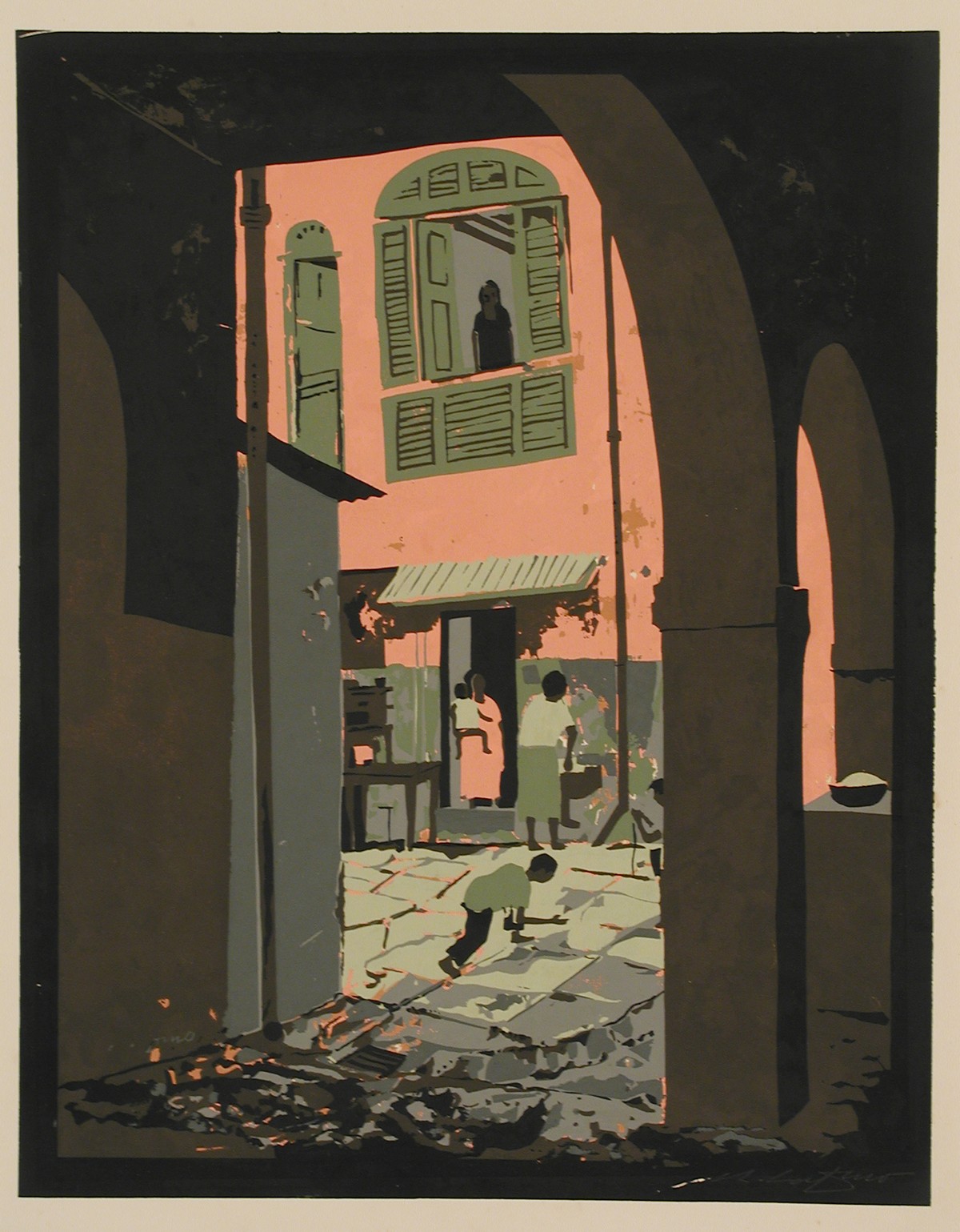 Niños jugando (portafolio Estampas de San Juan, Centro de Arte Puertorriqueño)