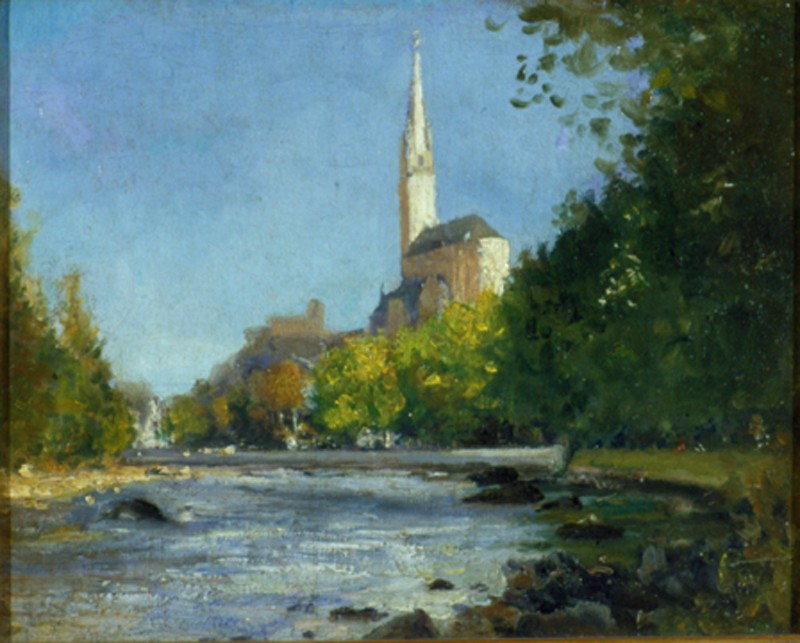 La Basílica de Lourdes desde el Río Gave